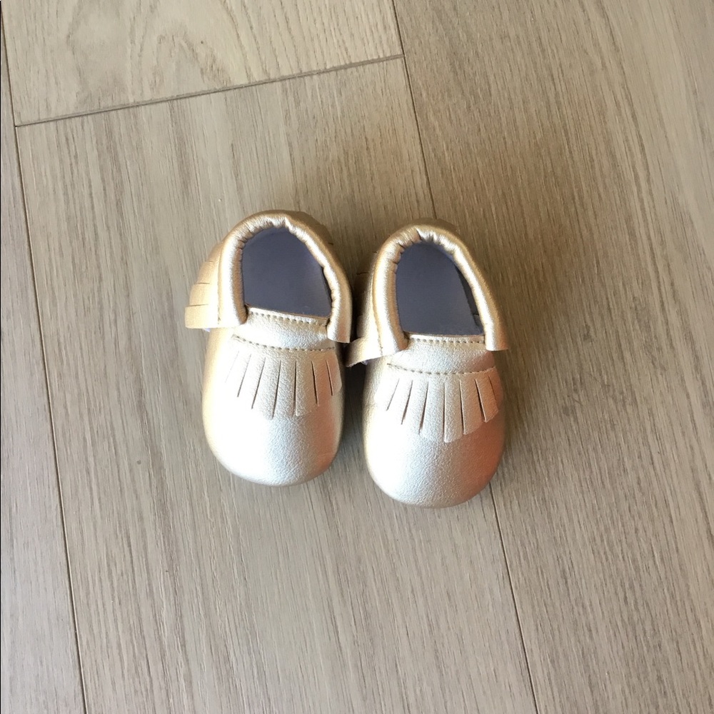 NEW Gold Baby Moccasins